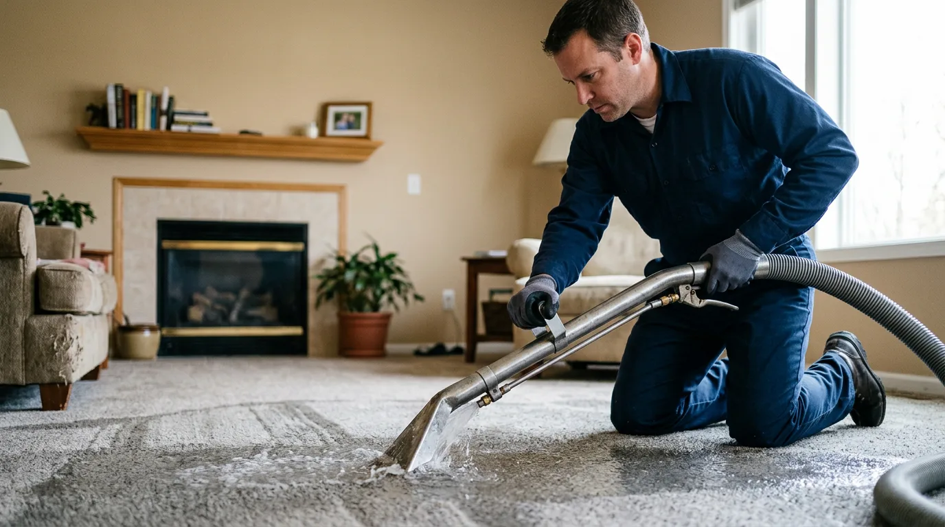 Water damage restoration technician working near Argyle, IA